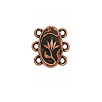 TierraCast Posy 3-Strand Magnetic Clasp in Antique Copper, 15mm, with floral design and three attachment loops.