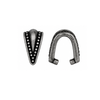 TierraCast Royal Pinch Bail in Antique Pewter, 10mm, shown from front and open side views.