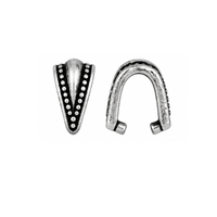 TierraCast Royal Pinch Bail in Antique Silver, 10mm, shown from front and open side views.