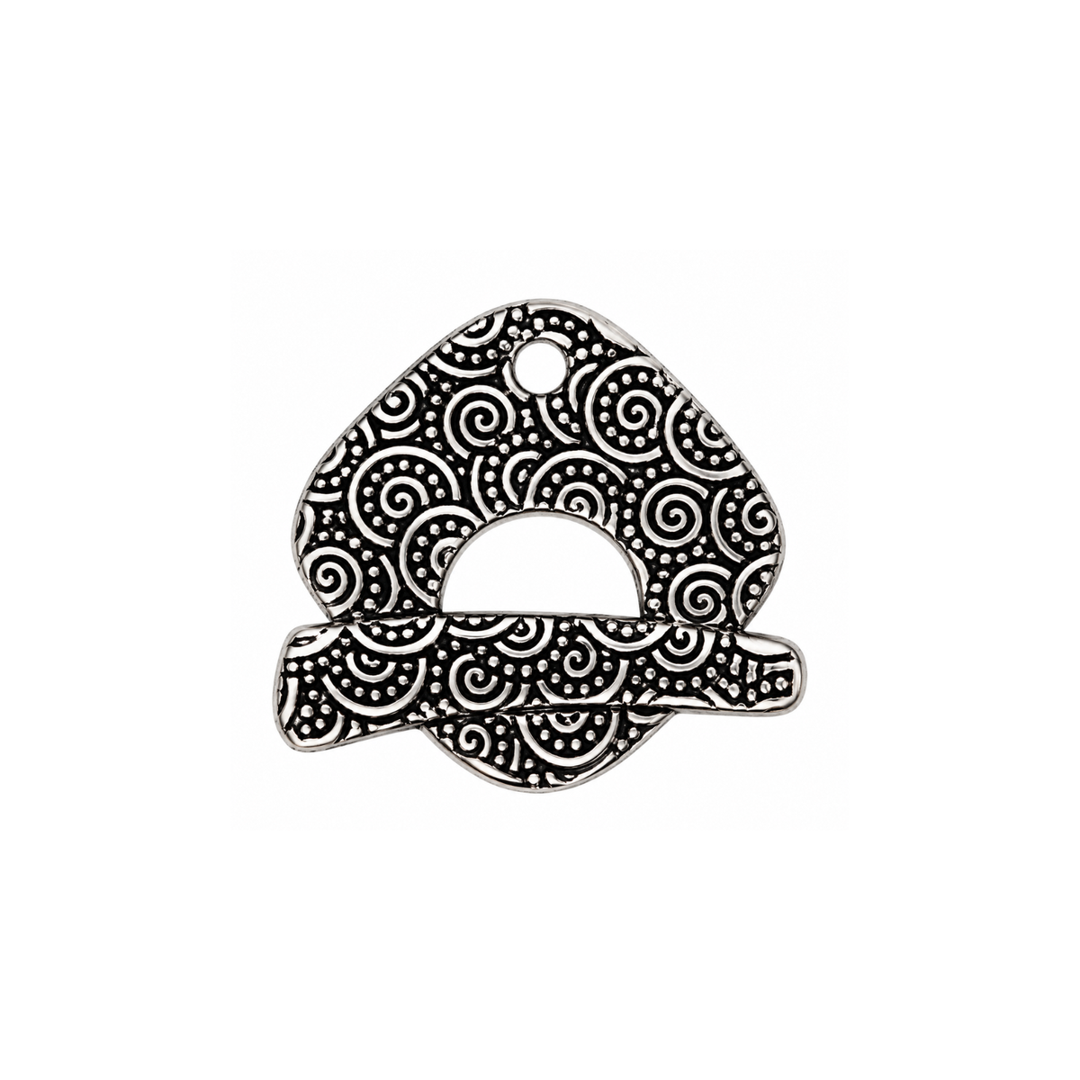 TierraCast Square Spiral Toggle Clasp in Antique Silver with coordinating patterned toggle bar.