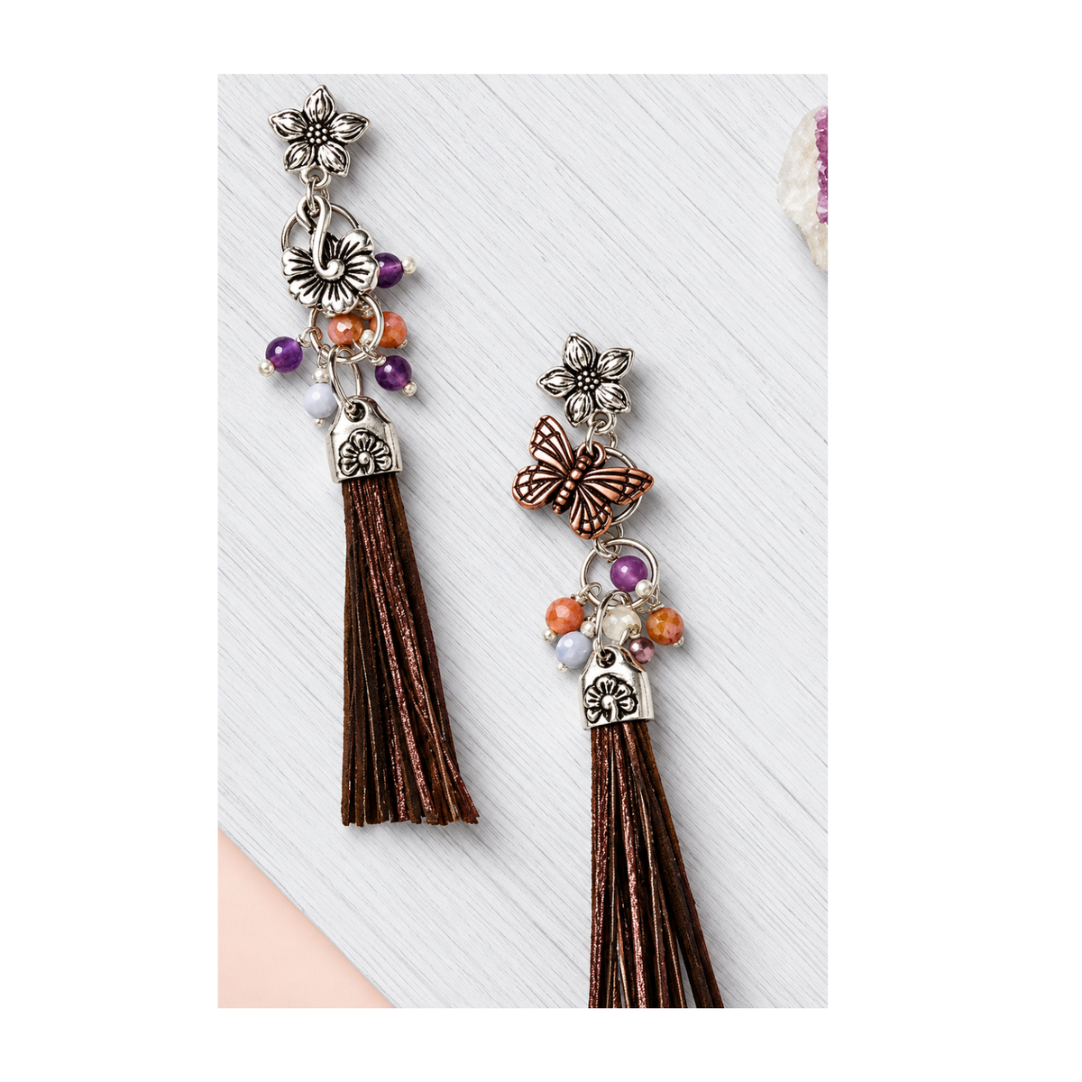 TierraCast Star Jasmine Earring Studs, Titanium Posts, Antique Silver