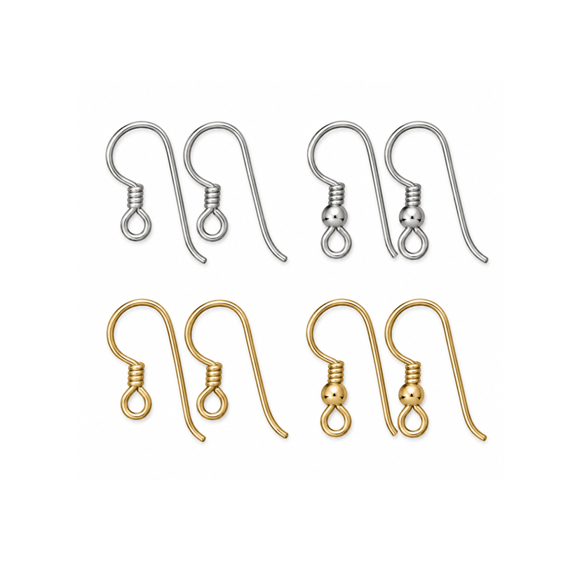 TierraCast .925 Sterling Silver and 14/20 Gold Filled ear wires in coil and coil with 3mm ball styles.