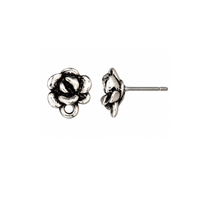 TierraCast Succulent earring post with titanium post in Antique Silver finish
