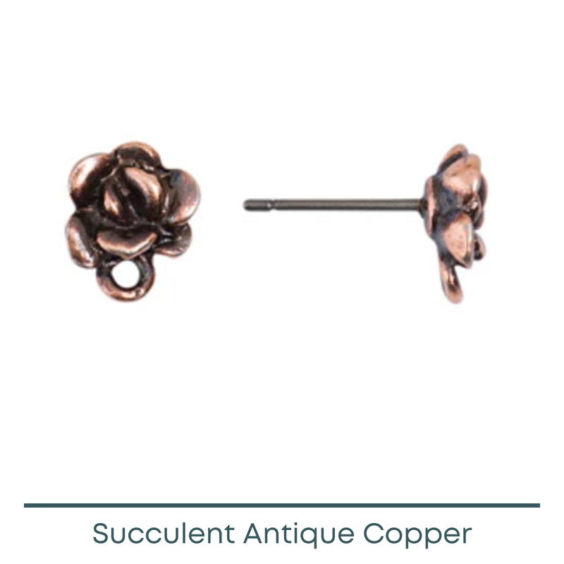 Tierracast Succulent Earring Posts or Studs, 3 Finishes