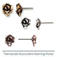 Tierracast Succulent Earring Posts or Studs, 3 Finishes