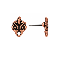 TierraCast Vignette earring stud with titanium post in Antique Copper finish