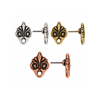 TierraCast Vignette earring studs with titanium posts in Antique Silver, Antique Copper and Antique Brass