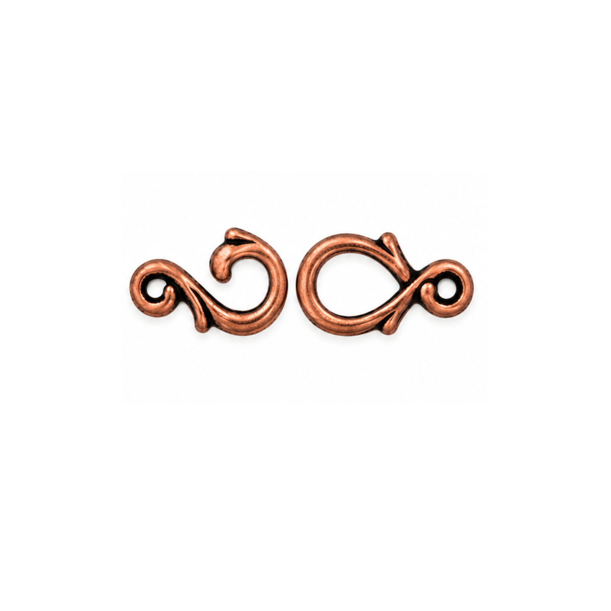 TierraCast Vine Hook and Eye Clasp in Antique Copper finish on a white background.