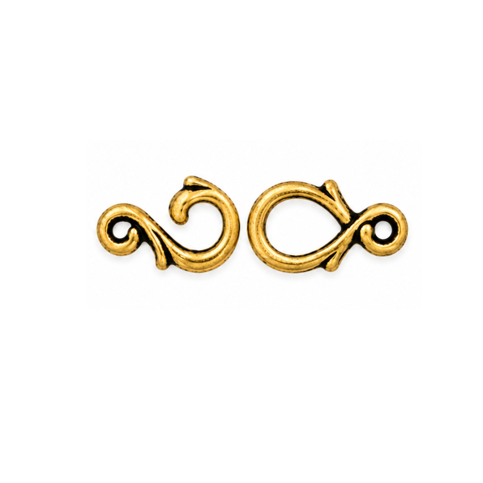 TierraCast Vine Hook and Eye Clasp in Antique Gold finish on a white background.
