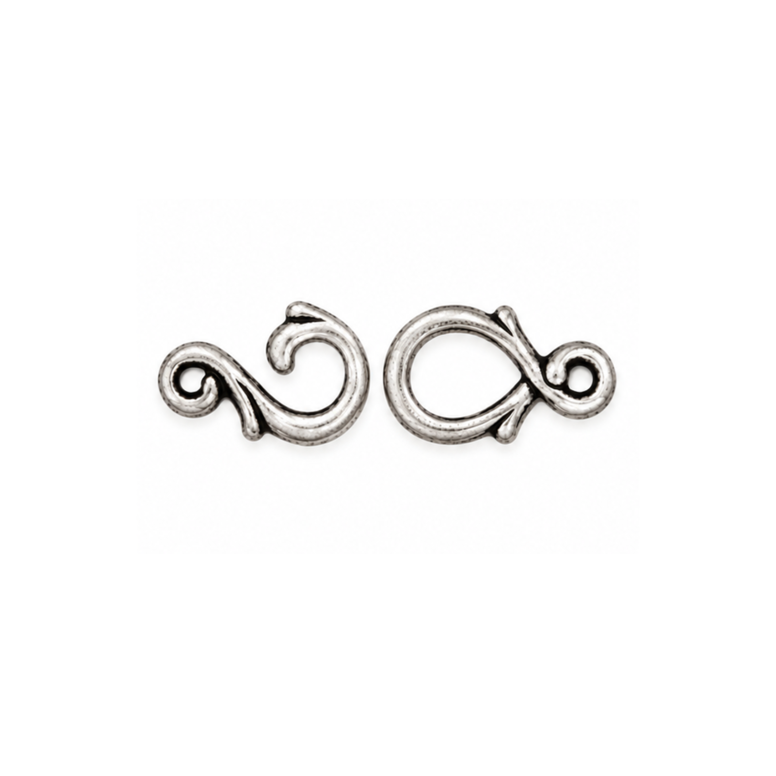 TierraCast Vine Hook and Eye Clasp in Antique Silver finish on a white background.