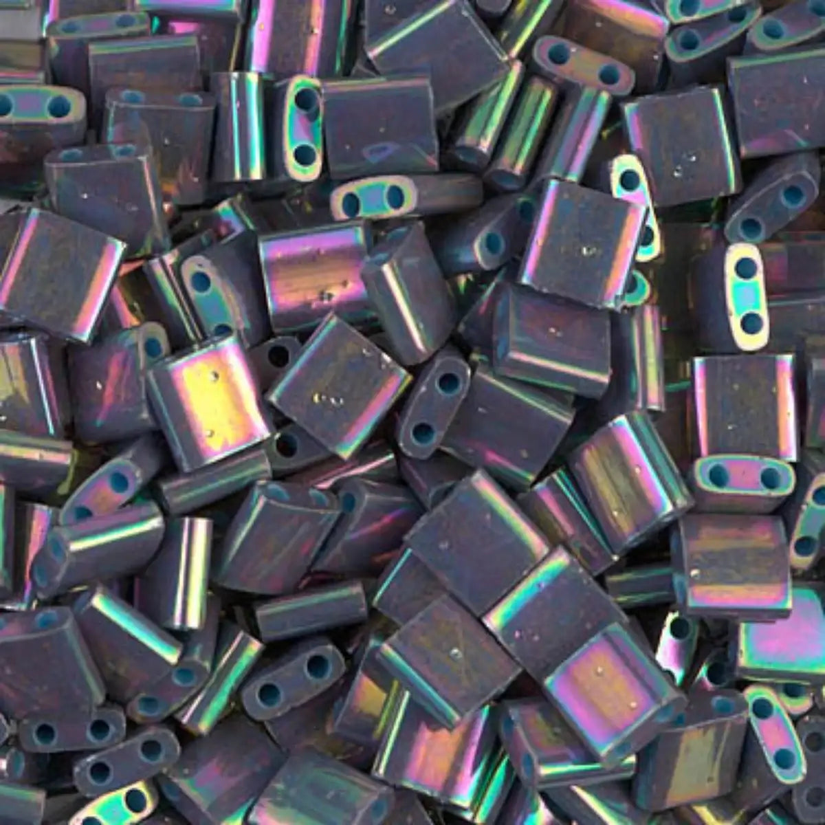 Miyuki Tila Beads, TL-1898, Opaque Purple Grey Rainbow Iris Luster, 5g - The Argus Collection