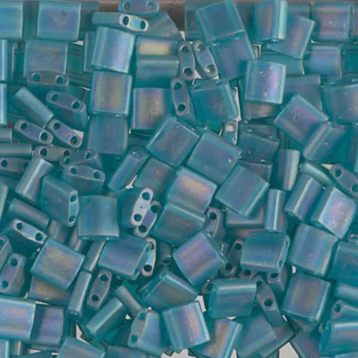Miyuki Tila Beads, TL-2458FR, Matte Transparent Teal AB, 5g - The Argus Collection