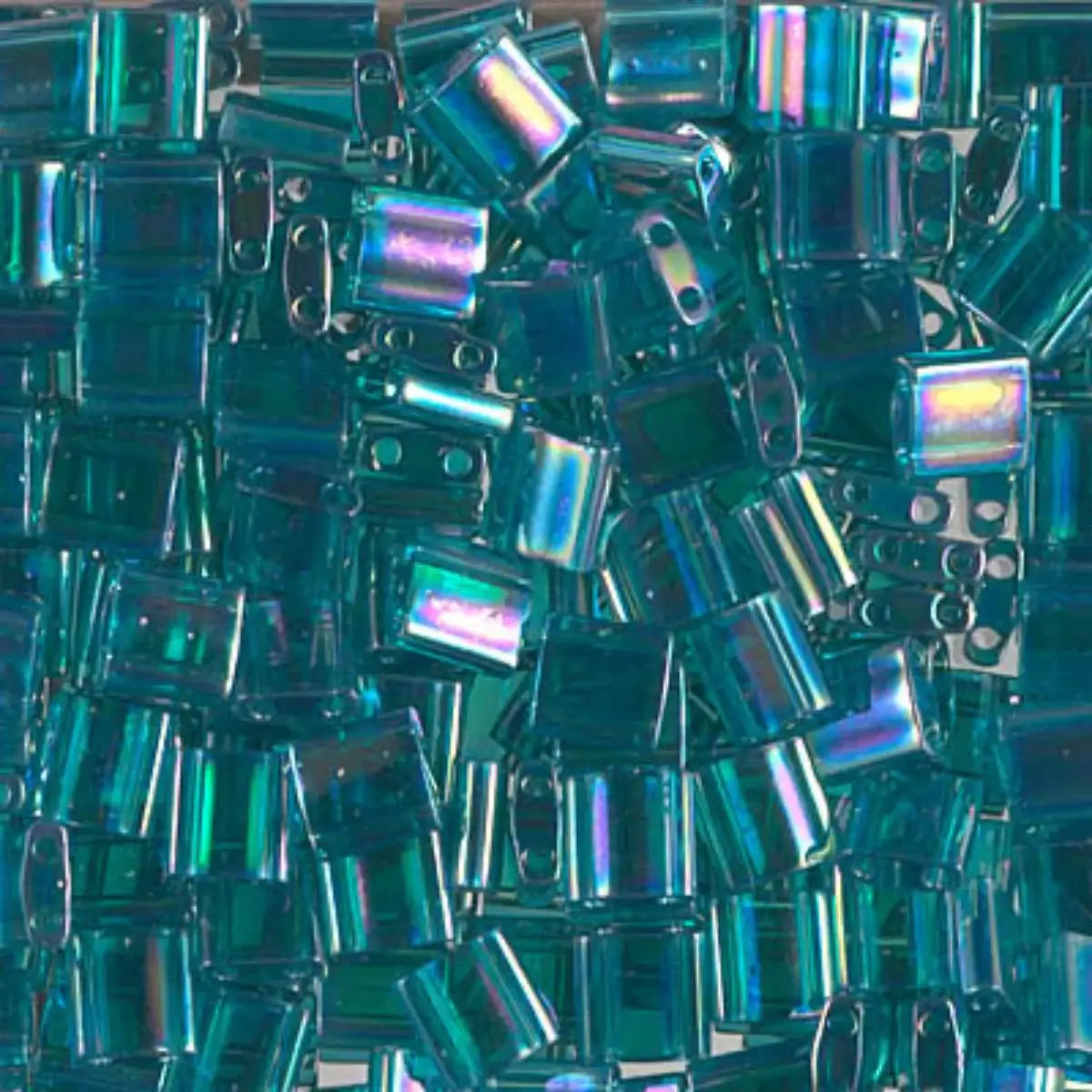 Miyuki Tila Beads, TL-2458, Transparent Teal AB, 5g - The Argus Collection