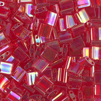 Miyuki Tila Beads, TL-254, Transparent Red AB, 5g - The Argus Collection