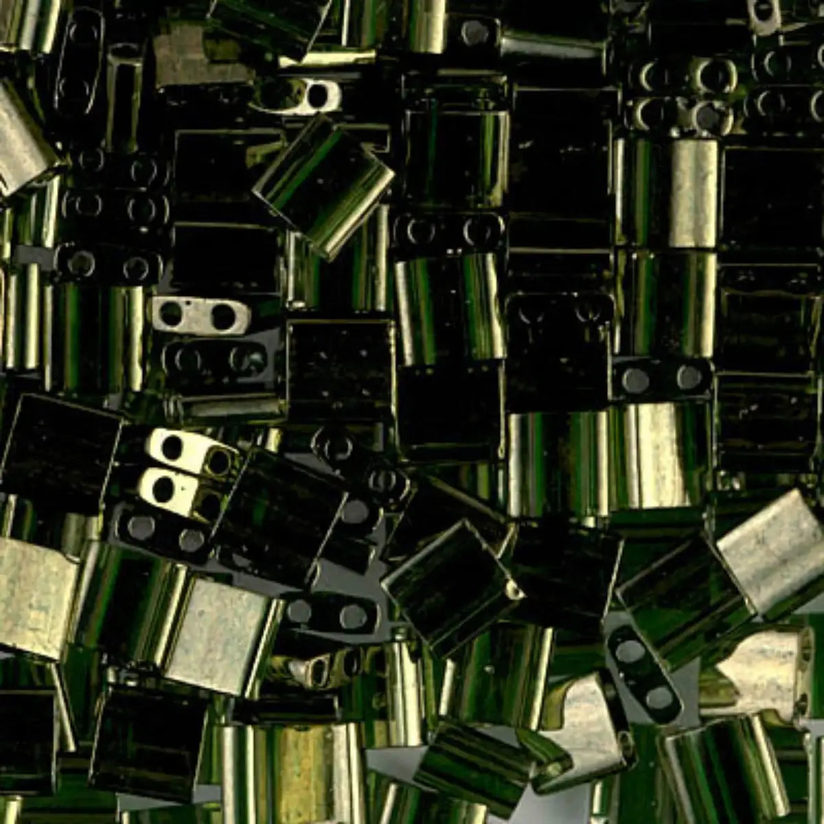 Miyuki Tila Beads, TL-306, Olive Green Gold Luster, 5g - The Argus Collection