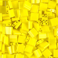 Miyuki Tila Beads, TL-404, Opaque Yellow, 5g - The Argus Collection