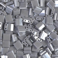 Miyuki Tila Beads, TL-443, Opaque Grey Luster, 5g - The Argus Collection