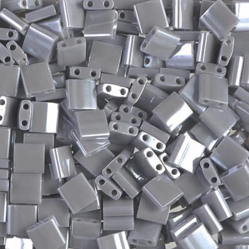 Miyuki Tila Beads, TL-443, Opaque Grey Luster, 5g - The Argus Collection