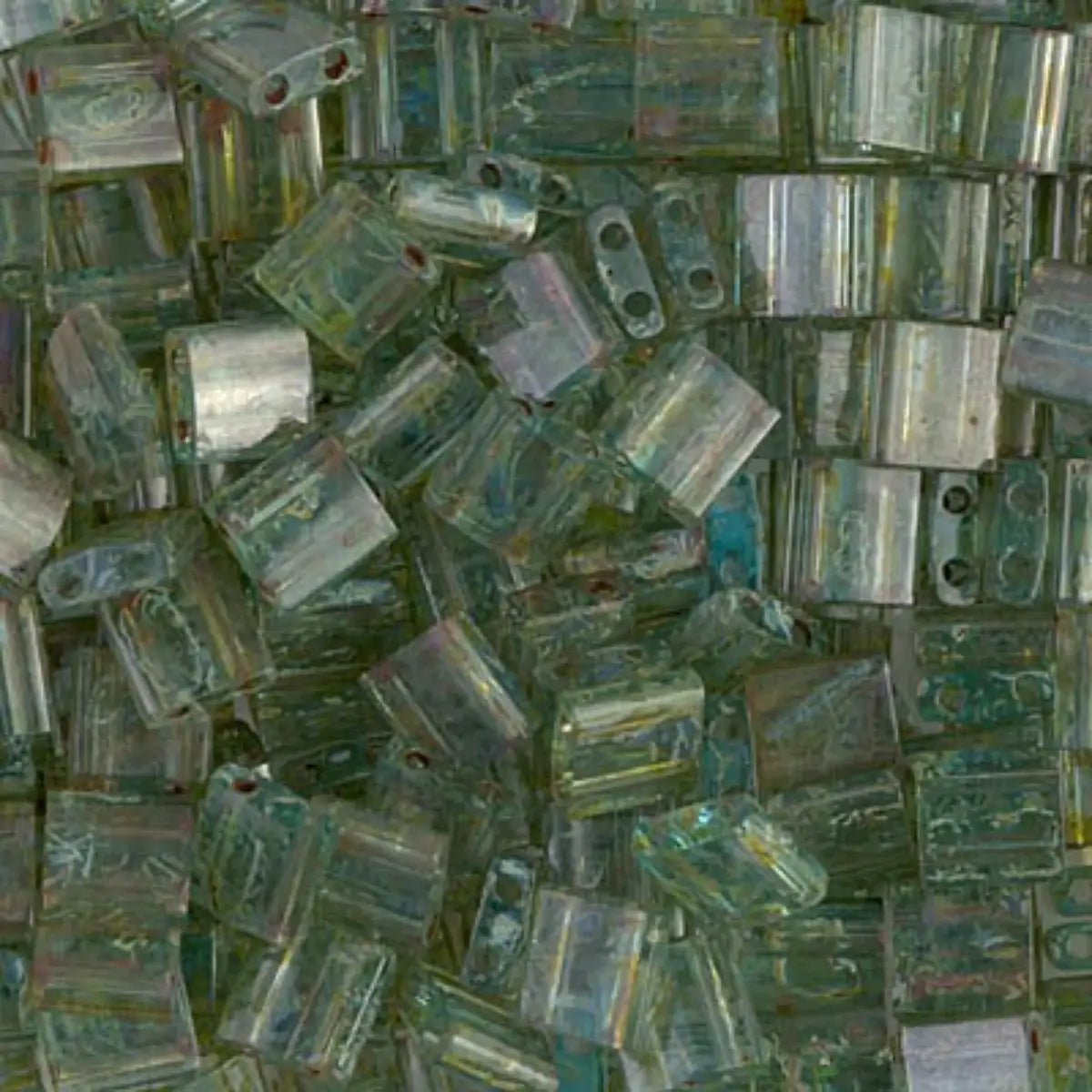 Miyuki Tila Beads, TL-4506, Picasso Transparent Olivine, 5g - The Argus Collection
