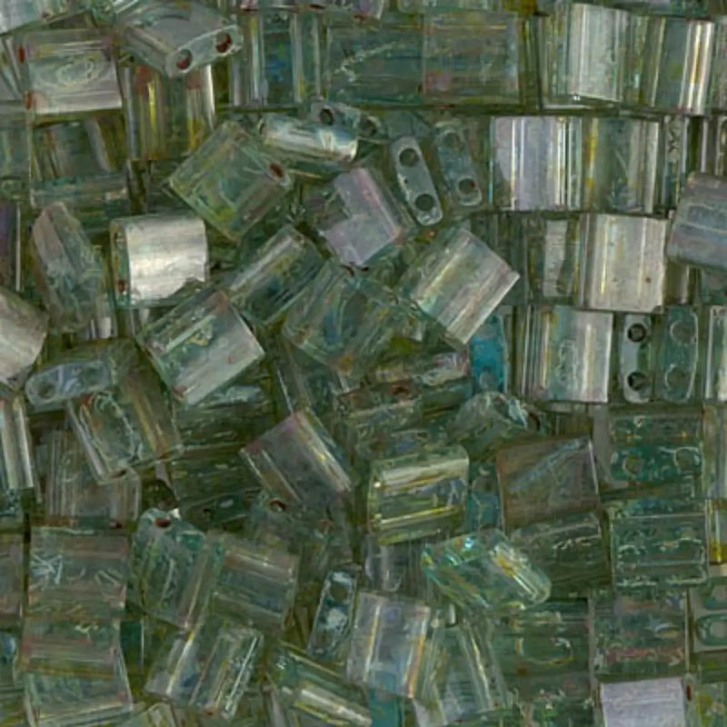Miyuki Tila Beads, TL-4506, Picasso Transparent Olivine, 5g - The Argus Collection