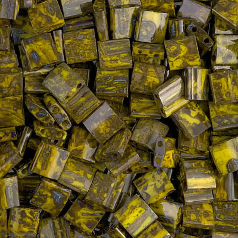 Miyuki Tila Beads, TL-4519, Picasso Yellow, 5g - The Argus Collection