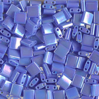Miyuki Tila Beads, TL-483, Opaque Periwinkle AB, 5g - The Argus Collection