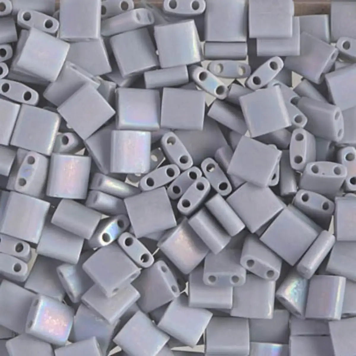 Miyuki Tila Beads, TL-498FR, Matte Opaque Gray AB, 5g - The Argus Collection