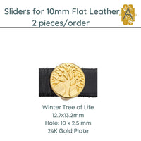 Winter Tree of Life, Sliders for 5mm and 10mm Flat Leather, 3 Finishes - The Argus Collection