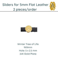 Winter Tree of Life, Sliders for 5mm and 10mm Flat Leather, 3 Finishes - The Argus Collection