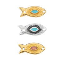 Talisman Fish Connector, 2 Pcs - Talisman Fish Connector, 2 Pcs - 24K Gold Plated - Aqua , The Argus Collection