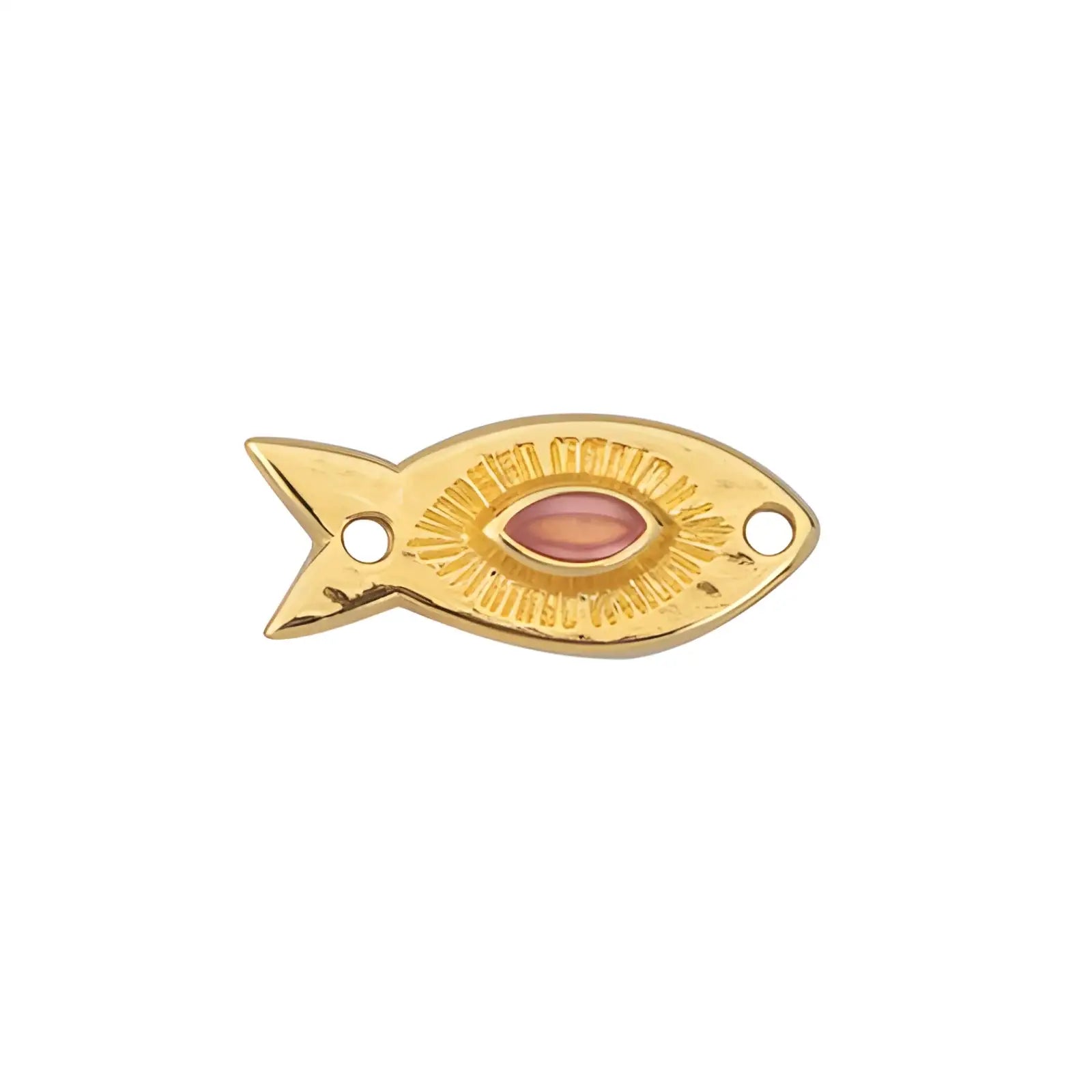 Talisman Fish Connector, 2 Pcs - Talisman Fish Connector, 2 Pcs - 24K Gold Plated - Soft Red , The Argus Collection