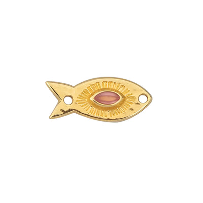 Talisman Fish Connector, 2 Pcs - Talisman Fish Connector, 2 Pcs - 24K Gold Plated - Soft Red , The Argus Collection