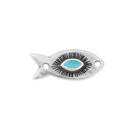 Talisman Fish Connector, 2 Pcs - Talisman Fish Connector, 2 Pcs - Antique Silver- Aqua , The Argus Collection