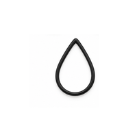 Teardrop jewelry connector in Oxidized Black finish, open brass frame for jewelry making.