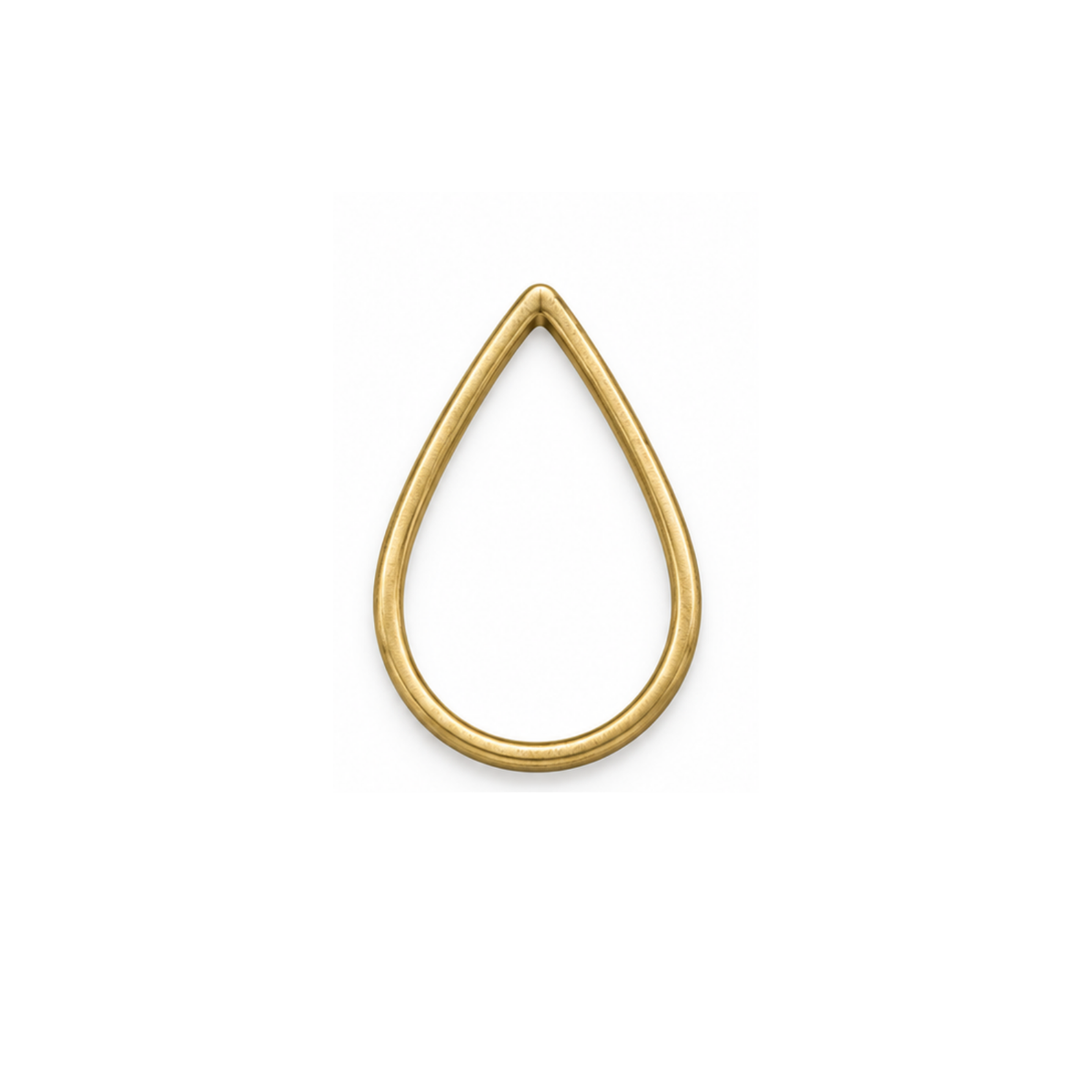 Teardrop jewelry connector in Raw Brass finish, open brass frame for jewelry making.