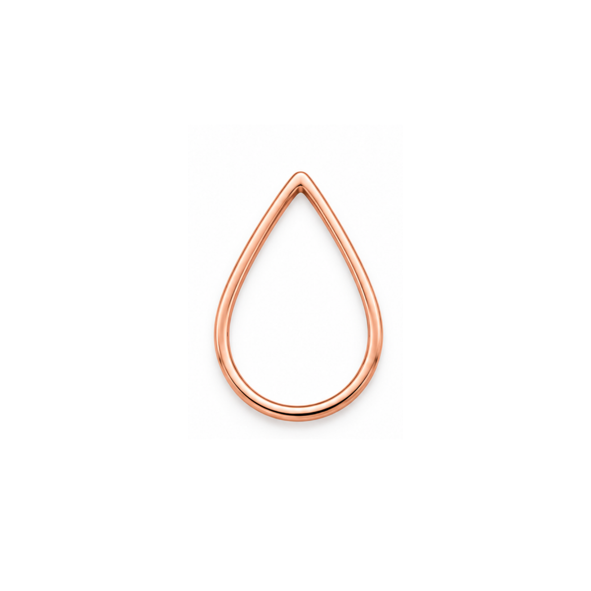Teardrop jewelry connector in Rose Gold finish, open brass frame for jewelry making.