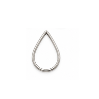 Teardrop jewelry connector in Antique Silver finish, open brass frame for earrings and pendants.