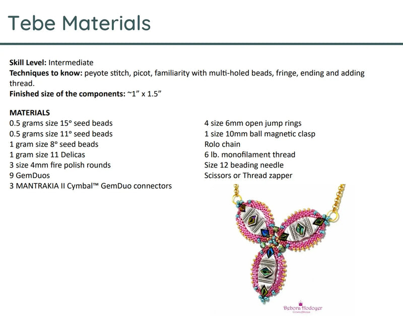 Tebe Necklace Pattern by Debora Hodoyer - The Argus Collection