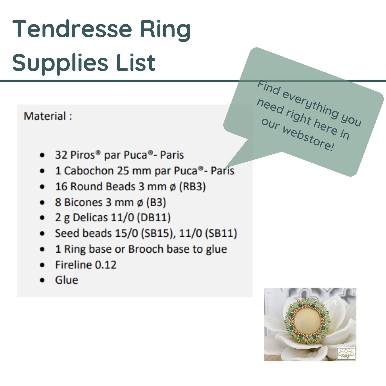 Tendresse Ring or Brooch Pattern par Puca®