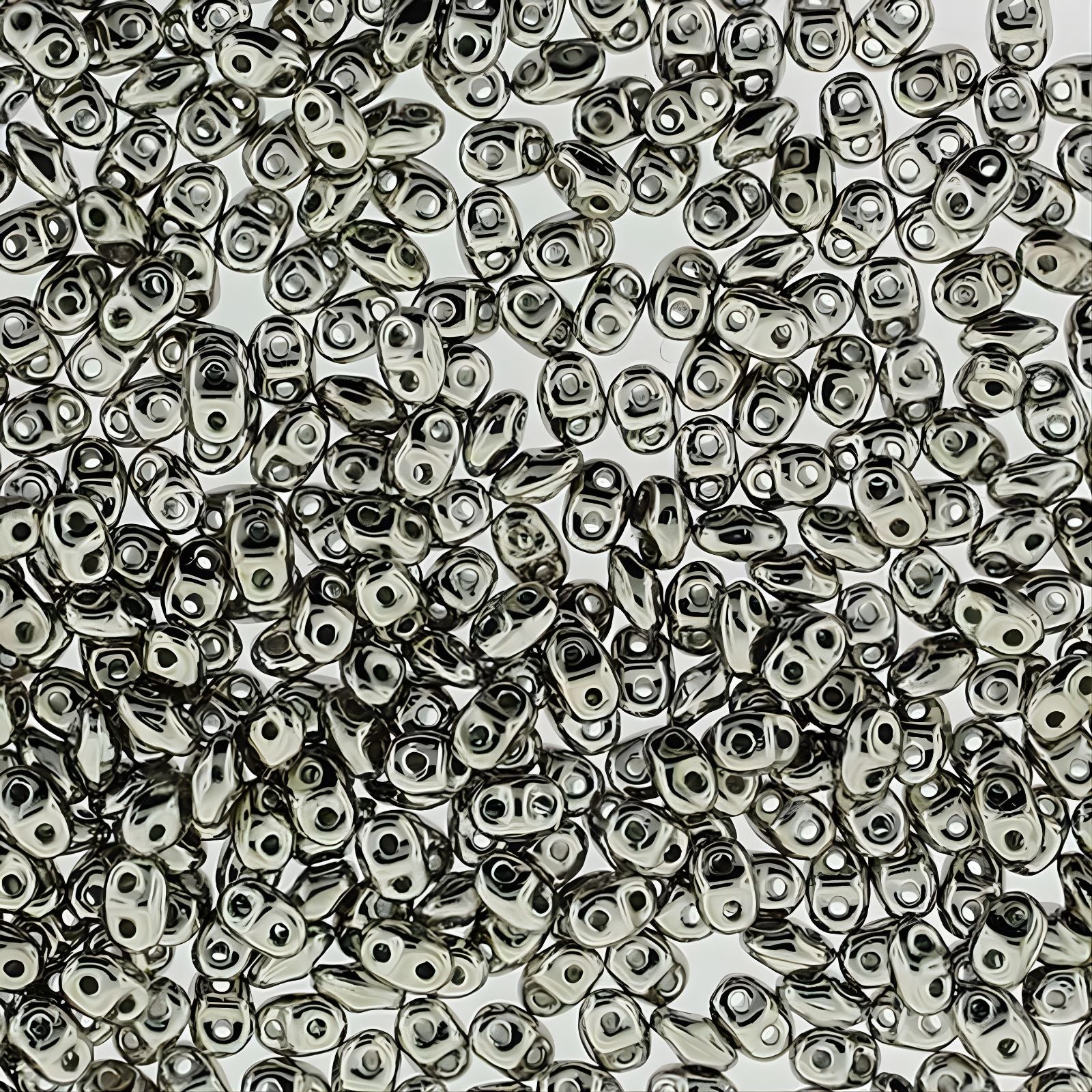 Miniduo Beads, Nickel Plated, 5g.