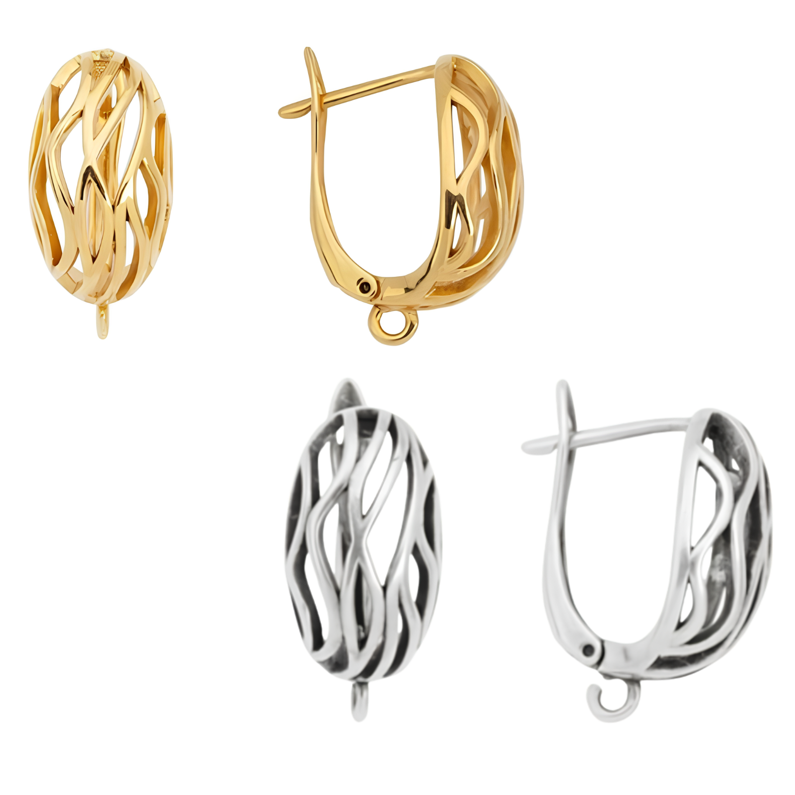 Thalassa Wave Earrings, Precious Metal Plating, 1 Pair