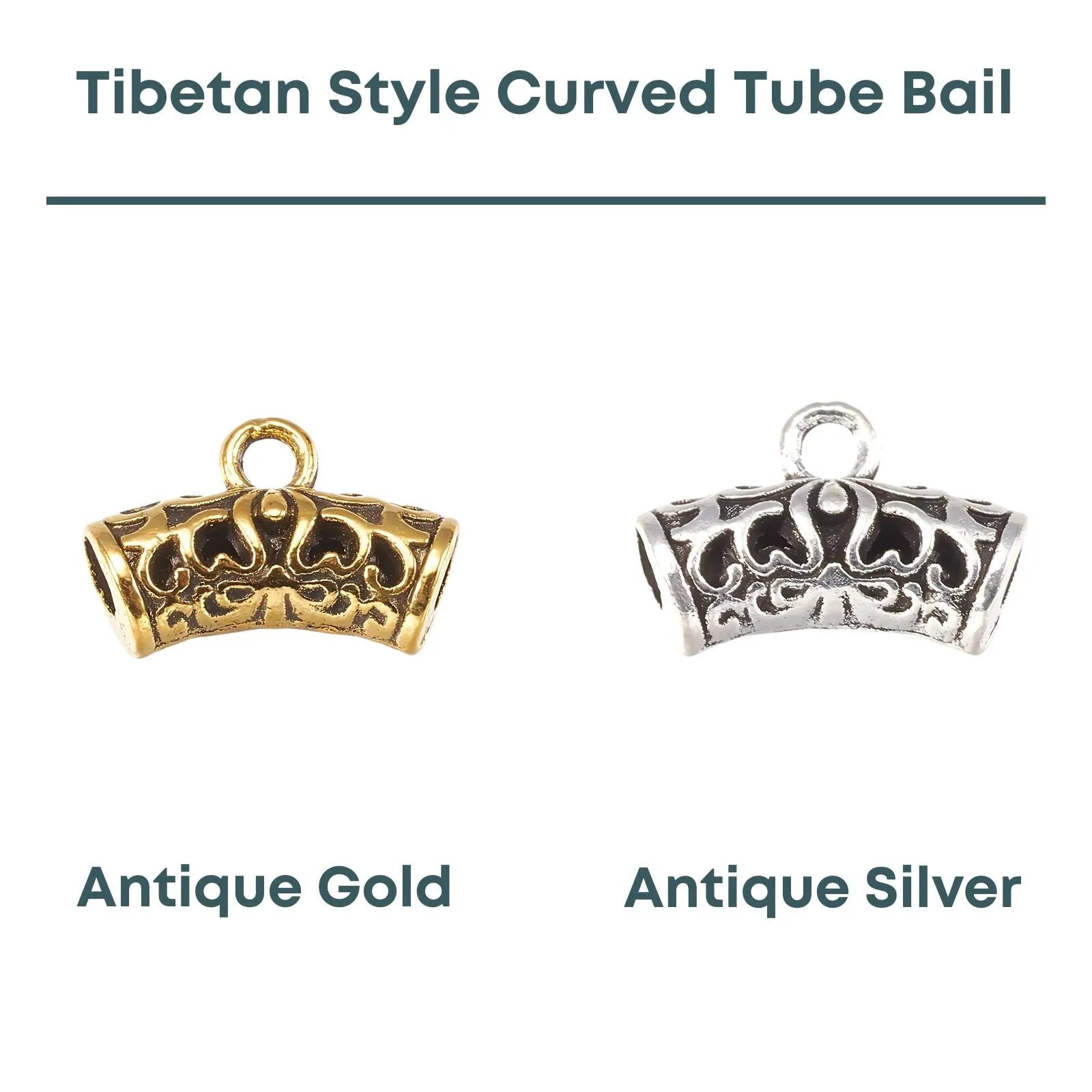 Tibetan Style Curved Tube Bail, 2 Finishes - The Argus Collection