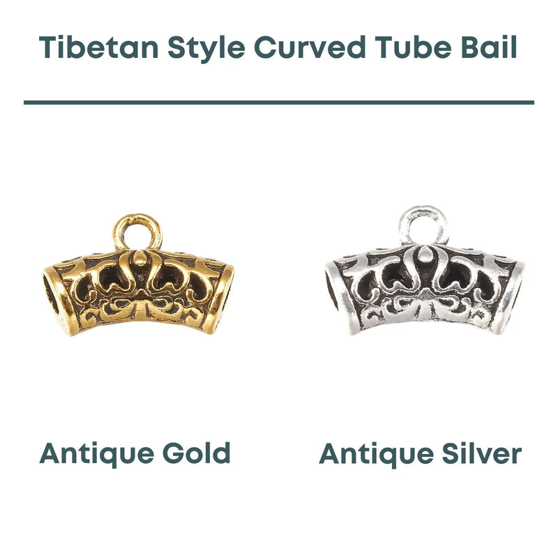 Tibetan Style Curved Tube Bail, 2 Finishes - The Argus Collection