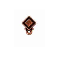 A single small metallic jewelry finding with a diamond-shaped top and a loop below, shown on a plain white background.