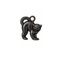 A small black metal cat-shaped charm with a hanging loop at the top, shown on a plain white background.