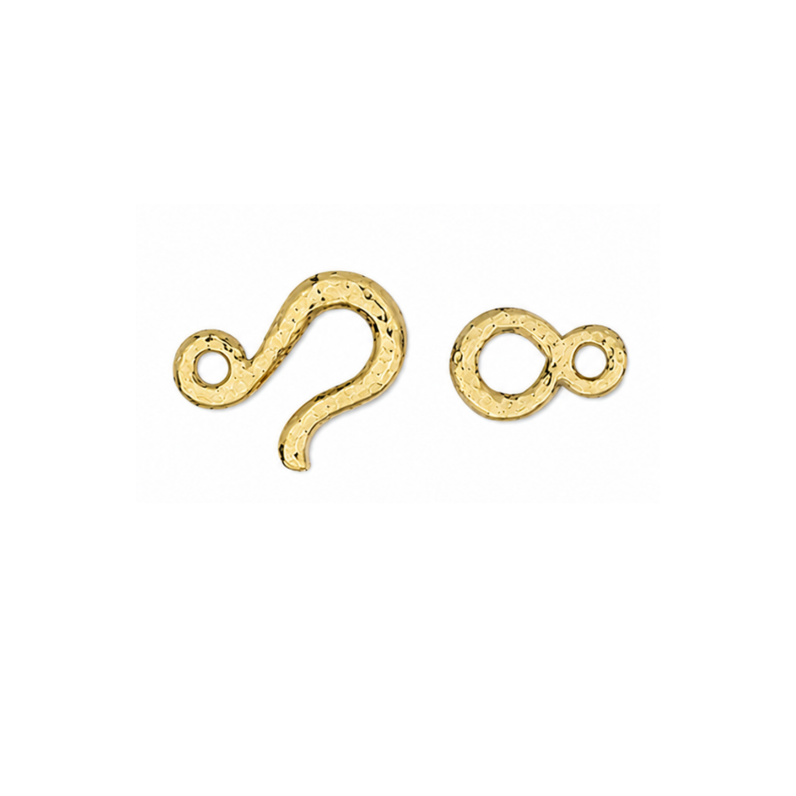 TierraCast Hammered Hook & Eye Clasp in Gold Plate, jewelry closure for bracelets and necklaces
