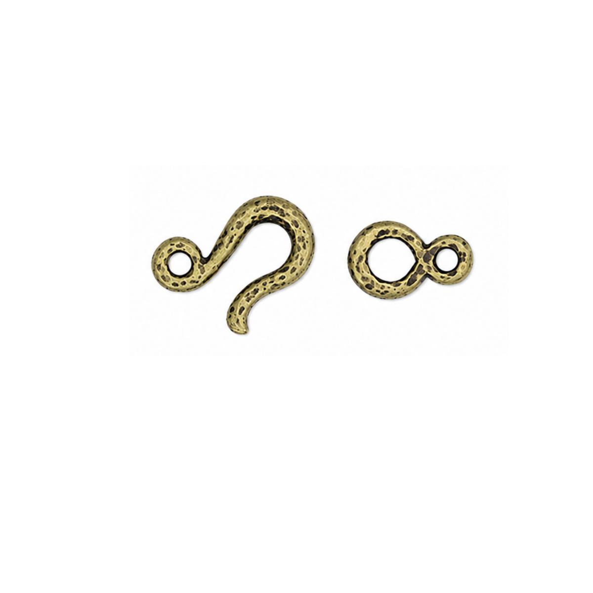 TierraCast Hammered Hook & Eye Clasp in Antique Brass, jewelry closure for bracelets and necklaces