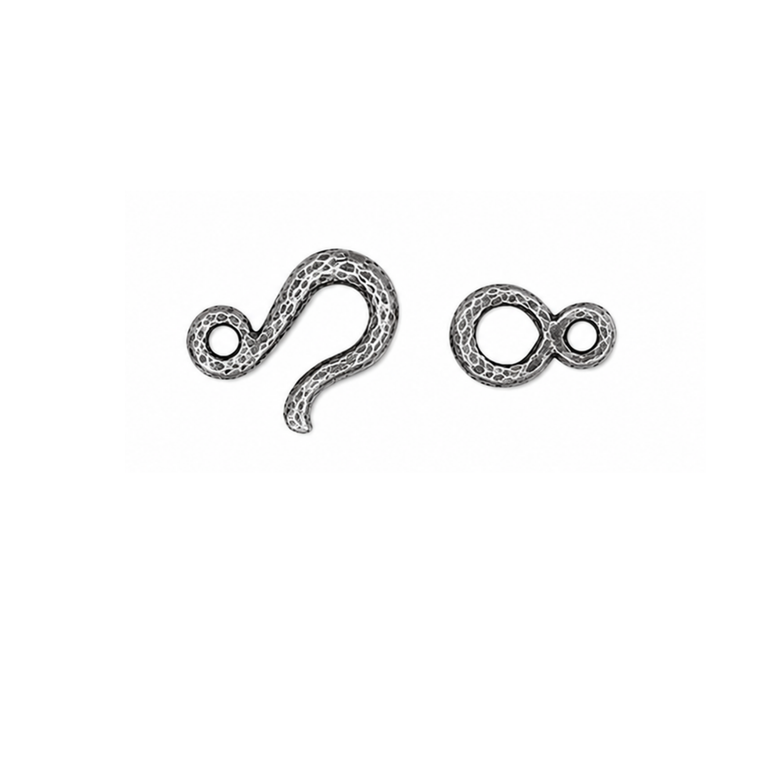 TierraCast Hammered Hook & Eye Clasp in Antique Pewter, jewelry closure for bracelets and necklaces