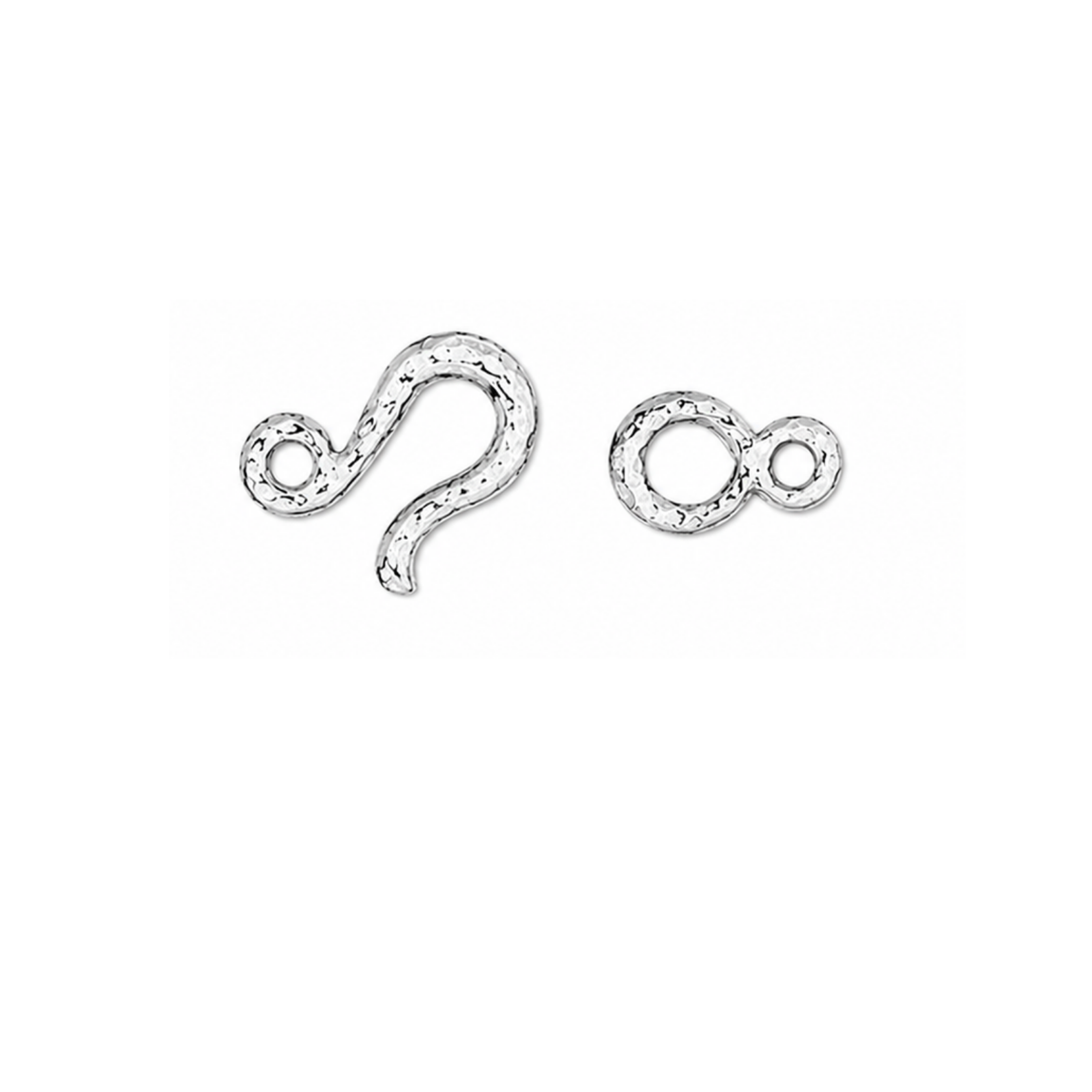 TierraCast Hammered Hook & Eye Clasp in Rhodium Plate, jewelry closure for bracelets and necklaces