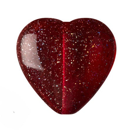 Czech Glass Heart Beads, Transparent Constellation, 4 pcs.